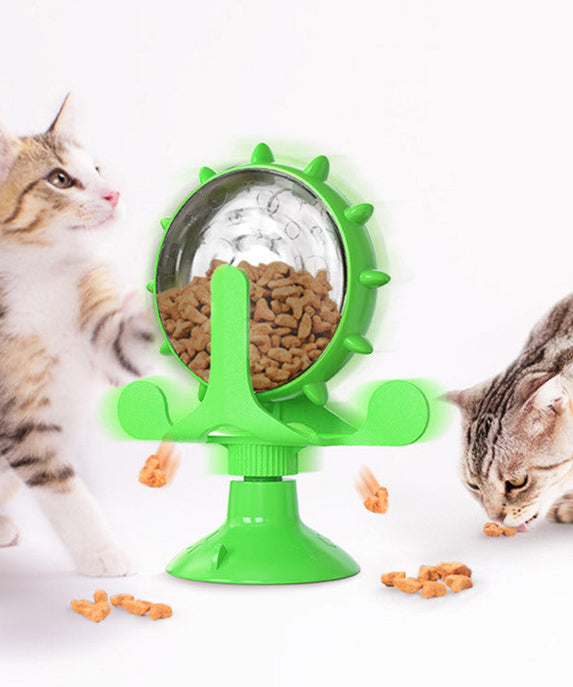 Cat Self-Healing Toy Leaks Food Spinning Windmill