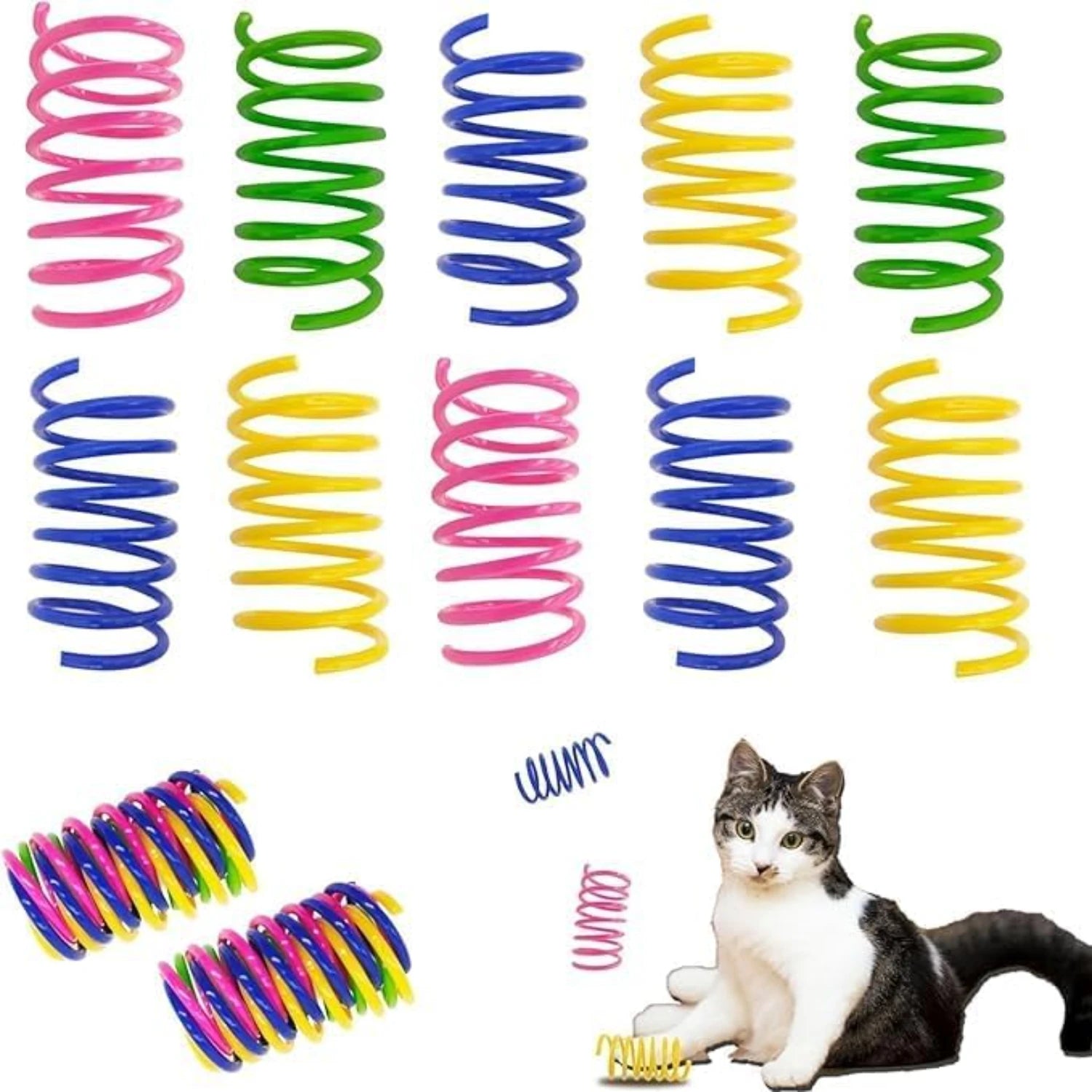 60-Pack Colorful Cat Spring Toys