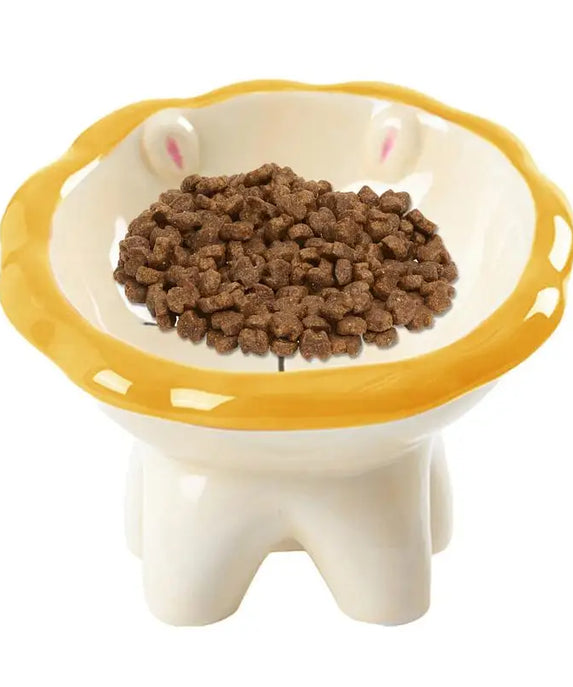 Lion Design Elevated Cat Bowl