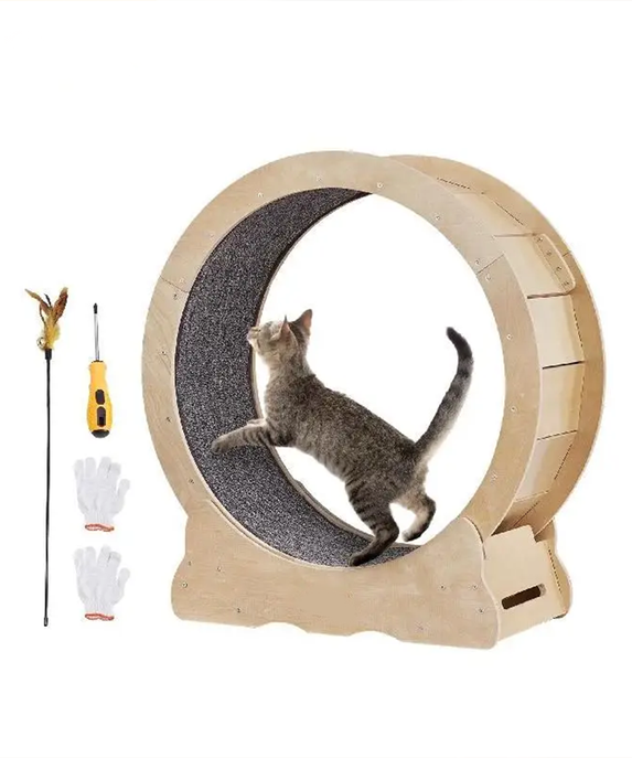 Wooden Cat Exercise Wheel Treadmill